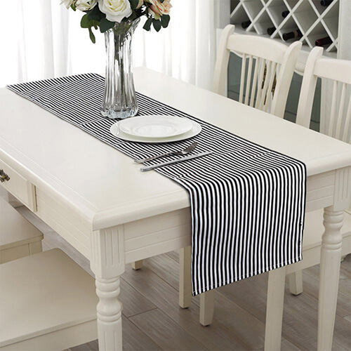 White and Black Table Runner
