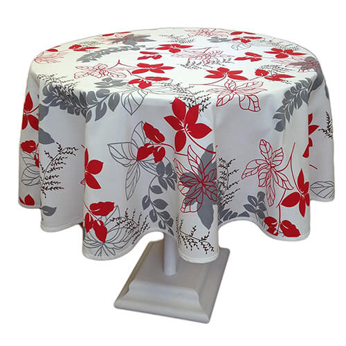 Red Floral Print Table Cloth